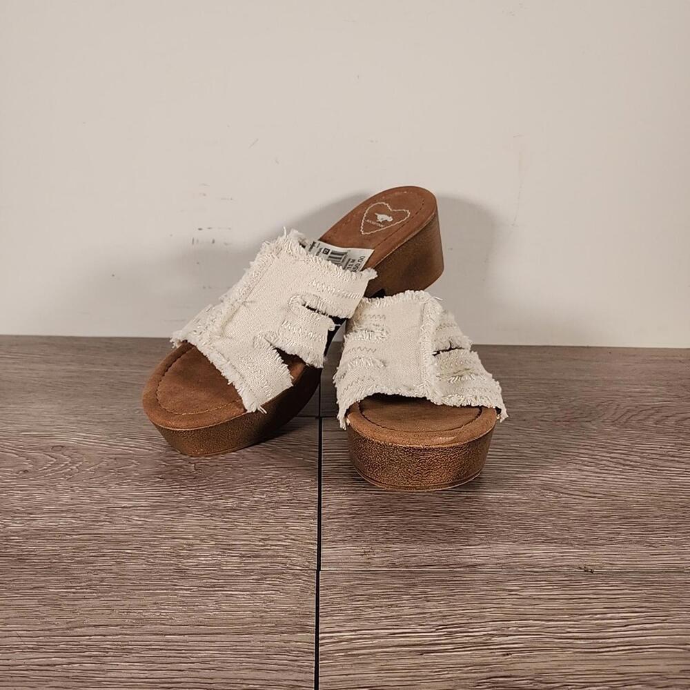 Rocket Dog Clipper Natural Platform Open Toe Cream Sandals Size 11